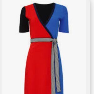 Diane von Furstenberg Francine Colorblock Wrap Dress – Large